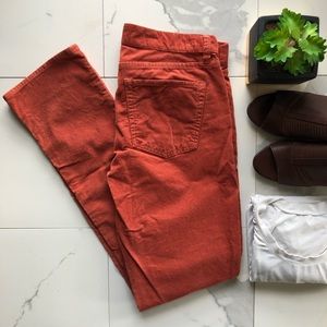 J. Crew Orange Corduroy City Fit Straight Pants